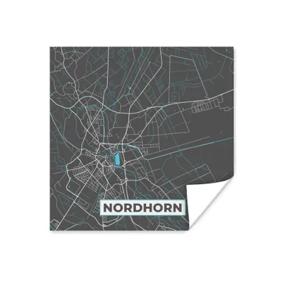 Produktbild von MuchoWow® Poster Blau - Deutschland - Karte - Stadtplan - Nordhorn 75x75 cm - Wand Dekoration