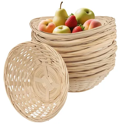 10er Set Ovale Bambus Brotkörbe 18x14 cm