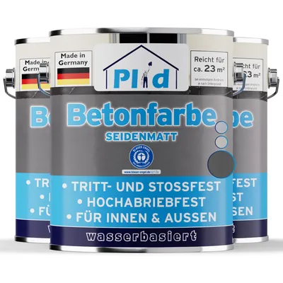 Produktbild von Plid Betonfarbe 2,25L Anthrazit – für ca. 23m² / Bodenbeschichtung Bodenfarbe Sockel – Innen- & Außenbereich, wetterfest & abriebfest