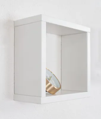 Produktbild von Hängeregal / Wandregal Kiefer massiv Vollholz weiß lackiert Junco 283B - 25 x 25 x 12 cm (H x B x T)