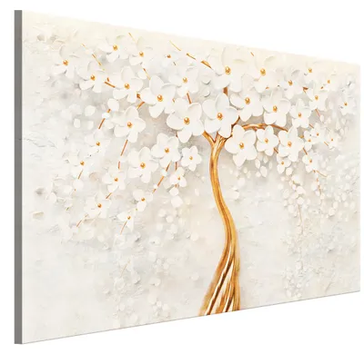 Produktbild von LUMASOUL Leinwand Bilder 1-teilig - Leinwandbild Natur Motiv - Wandbilder Holzrahmen und Webstuhl Wohnzimmer und Schlafzimmer - Bilder 120x80 cm Baum 03
