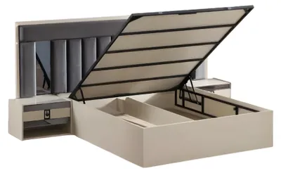 Produktbild von Schlafzimmer Luxus Modern Bett Holz Möbel Doppelbett Design Betten Ehebett