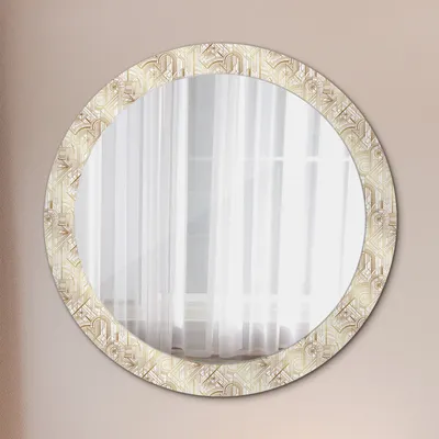 Obrázok produktu pre Okrúhle zrkadlo s modernou potlačou - dekoratívne zrkadlo na stenu - kompozícia v štýle deco - Ø80cm