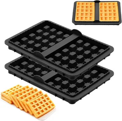 Produktbild von 2 Stück Silikon-Waffelformen für Ninja Heißluftfritteuse - stapelbar/wiederverwendbar - für AF300EU, AF400EU, AF451EU, SL400EU, AF500DE -BPA-frei