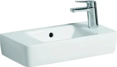 Produktbild von GEBERIT Handwaschbecken Renova Compact 50 cm Hahnloch rechts weiß mit KeraTect® Spezialglasur 276150600