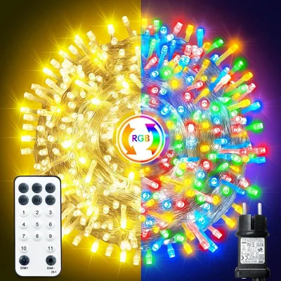 LED-Lichterkette 20 m, 200 LEDs, warmweiß/multicolor, IP65, dimmbar