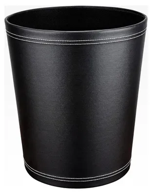 Produktbild von Papierkorb aus Leder in Schwarz - modernes Design für Küche, Bad und Büro