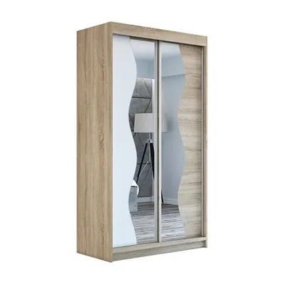 Produktbild von Schwebetürenschrank, 2-türig Schrank RIMA 120 cm (mit Spiegel) (Sonoma / weiß / sonoma)