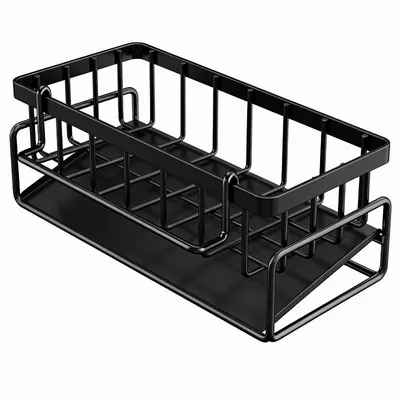 Produktbild von Spüle Küchen Organizer, Spülbecken Organizer Mit Selbstentleerender Ablaufwanne für Schwammhalter, Handtuchhalter, Spültuchhalter,Schwarz