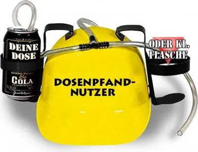 Produktbild von Trinkhelm Spaßhelm mit Printmotiv - Dosenpfand Nutzer - 51655 Color - gelb