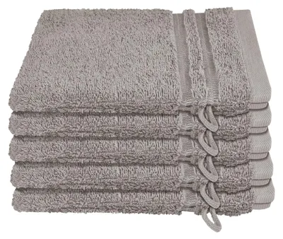 Produktbild von SCHIESSER Waschhandschuhset Milano | Einfarbig | 5-teilig | 100% Baumwolle | Weich & Saugstark | 16x22 cm | Hellgrau