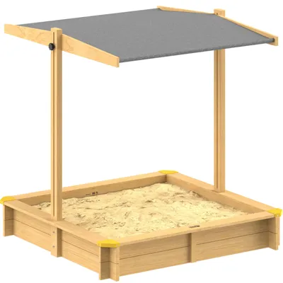 Produktbild von Sandkasten mit Dach – Stahl – 140 x 140 x 120 cm – Anthrazit – Klappbares Dach