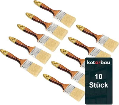 Produktbild von KOTARBAU® 10er Set Flachpinsel 2“ Borstenlänge 50 mm Lasurpinsel Lackierpinsel Malerpinsel Holzpinsel Lackiert für Renovierungsarbeiten