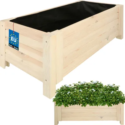 Zdjęcie produktu dla KOTARBAU® Donica Skrzynka Drewniana na Nóżkach 79 x 39 x 30 cm Doniczka Skrzynia z Agrowłókniną Biała