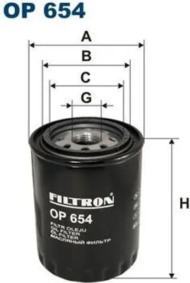 Produktbild von FILTRON Ölfilter OP 654 Anschraubfilter mit Druckbegrenzungs- & Rücklaufsperrventil, H 125mm Ø 96mm Gewinde 1-12 UNF