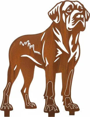 Produktbild von Edelrost Mastiff - Rost Deko Hund Rostfigur Gartendeko für Draußen - stabile Metall Gartenfigur aus Stahl - Wetterfest für Beet Terrasse - 45x35cm