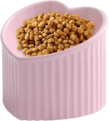 Immagine prodotto di Ciotola in Vetroceramica a forma di cuore | Ciotola rialzata per gatti | rosa - 180 ml