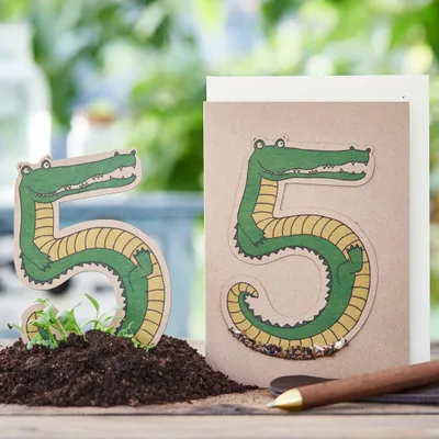 Immagine prodotto di Biglietto di auguri "Cinque" con carta seminabile - Biglietto di auguri che