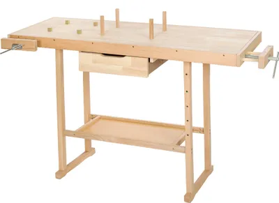 Obrázek produktu pro Dřevěný pracovní stůl se svěráky model 2 - hnědý