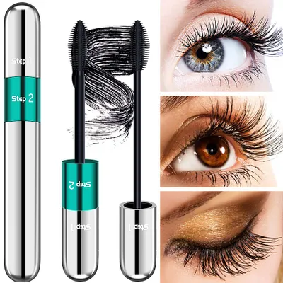 Produktbild von 4D Lash Extension Mascara – Volume Mascara Cream Wimperntusche mit Silk Fiber, Natürliche und False Lash Look in one Mascara, Langanhaltende Wimperntusche - Schwarz