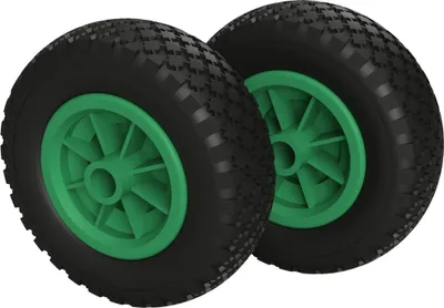 Produktbild von 2 x PolyurethanRad Ø 200 mm 2.50-4 Gleitlager Rolle Sliprolle Sliprad PANNENSICHER, schwarz/grün
