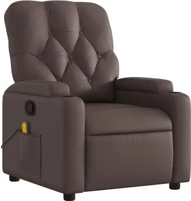 Image de vidaXL Fauteuil de massage brun similicuir