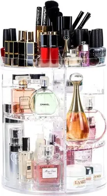 Image de organisateur de maquillage pivotant à 360° Organisateur de cosmétiques de grande capacité pour la salle de bain support pivotant Rack acrylique clair,Surface lisse