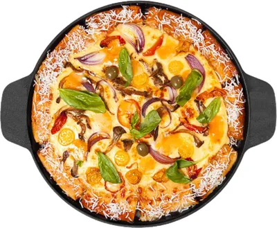 Obrázok produktu pre Hliníková liata grilovacia panvica na pizzu Ø32cm Indukčná panvica Fritovacie rukavice