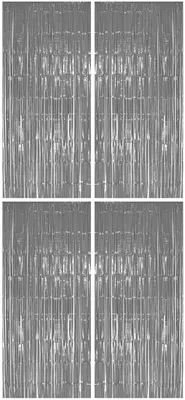 Produktbild von 4x Lametta Vorhang - silber - 91x244 cm