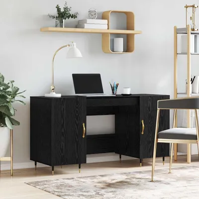 Obrázok produktu pre Maison Exclusive – písací stôl, čierna farba, vzhľad dubového dreva, materiál: drevotrieska