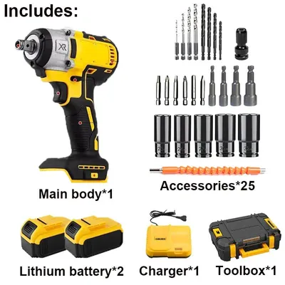 Image de Clé à chocs sans fil - 343H - Moteur sans balais - 21 V - 350 Nm - 500 W - 3000 tr/min - 2 batteries