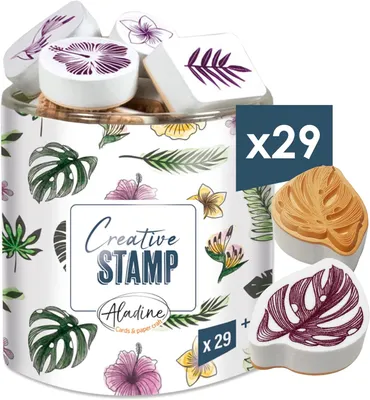 Productafbeelding van 29 jungle-stempels met zwarte inkt - Voor het personaliseren van kaarten, uitnodigingen - Scrapbooking, Bullet Journal