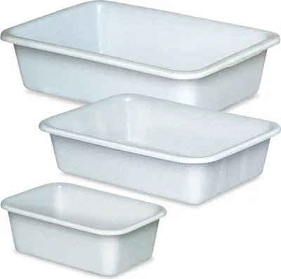 Produktbild von Set mit 3 Kunststoffwannen, lebensmittelecht, 1x 12 Liter, 1x 25 Liter, 1x 40 Liter