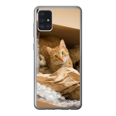 Produktbild von MuchoWow® Handyhülle Schutzhülle Hülle für Samsung Galaxy A52 5G Katze - Box - Rot Silikon Softcase Handy Hülle - Umschlag