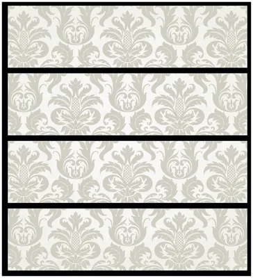 Produktbild von Wallario Möbelfolie / Aufkleber, geeignet für Ikea Malm Kommode mit 4 Schubfächern - Königliche Schnörkelei in weiß und beige