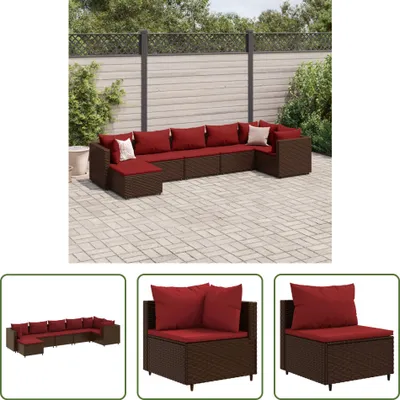 Produktbild von The Living Store 7-tlg. Garten-Lounge-Set mit Kissen Braun Poly Rattan