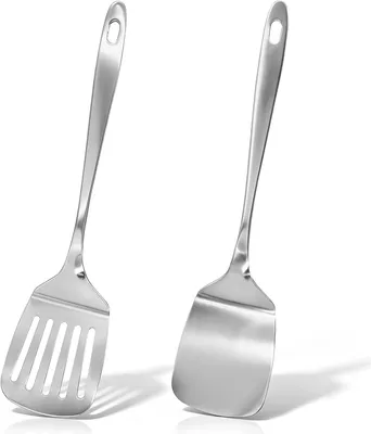Obrázek produktu pro Škrabka na pánve, 2 kusy, nerezová ocel, 33,5 cm, vhodná pro nepřilnavé pánve