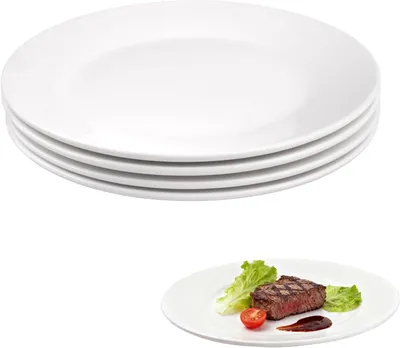 Obrázok produktu pre Jedálenské taniere 4 ks, 25 cm, okrúhle porcelán, biela, pre domácnosť