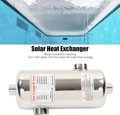 Productafbeelding van Warmtewisselaar voor Zwembad, 40KW Roestvrijstalen Buiswarmtewisselaar, Zoutwaterwarmtewisselaar voor Spa, Zwembad, Bubbelbad, Zwembadverwarming op Zo