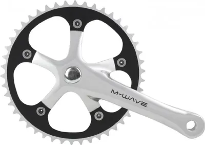 Immagine prodotto di M-Wave guarnitura a 1 velocità Pedivella 44 46 denti 165 mm JIS quadrata Pedivella per bicicletta Pedivella Singlespeed Fixie