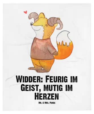 Produktbild von Mr. & Mrs. Panda Plaid Widder Astologie - Weiß - Geschenk, Sternzeichen, Tierkreiszeichen, Astrologie, Fleecedecke, Geburtstagsgeschenk, Erstlingsdecke, Schlummerdecke