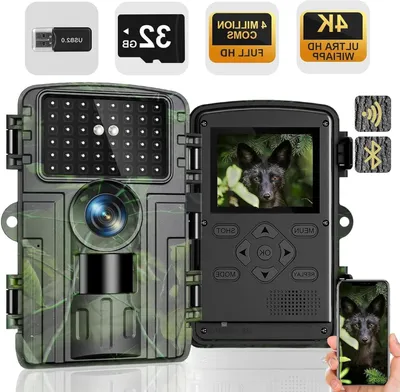 Obrázok produktu pre Divoká kamera – Kamera na pozorovanie prírody – Trailcam – Na pozorovanie zvierat – 4K video, nočné videnie – 60 MP – Hnedá