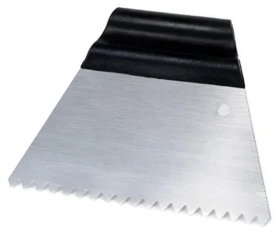 Obrázok produktu pre Stierka na lepidlo z nehrdzavejúcej ocele, zuby, 6 mm, 180 mm, trojuholník