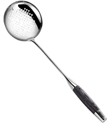 Imagen del producto de Cucharón de acero inoxidable, 1 unidad, con mango de madera, para la cocina