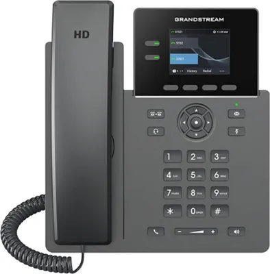 Image de Grandstream GRP2610P, Téléphone IP, Noir, Combiné filaire, Bureau/mur, En bande, Hors bande, Info SIP, Utilisateur