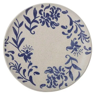 Produktbild von Bloomingville Essteller PETUNIA Blau Weiß 24 cm Keramik Teller Speiseteller