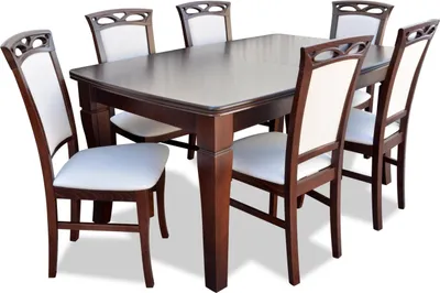Image de Salle à manger Tables en bois Ensemble de chaises Groupe Nouveau Table 6 Chaises Design 7pcs