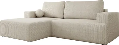 Produktbild von MIRJAN24 Ecksofa Mivo Cord, Wohnzimmmer L-Form mit Schlaffunktion und Bettkasten (Farbe: Poso 100, Seite: Links)