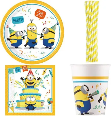 Produktbild von Partygeschirr Minions Partyset Kindergeburtstag Party Deko Dekoration Teller Becher Servietten