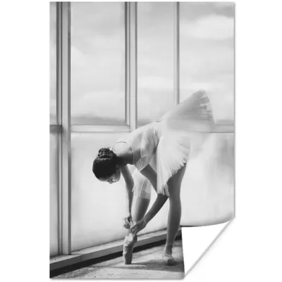 Produktbild von MuchoWow® Poster Ballett - Ballerina - Ballettschuhe - Schwarz und weiß 40x60 cm - Plakate für die Wand - Poster Babyzimmer